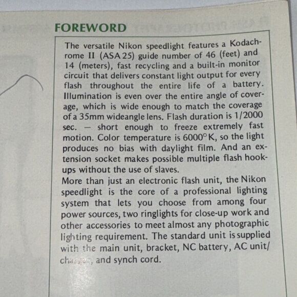 SPEEDLIGHT‎ UNIT for NIKON Cameras Instruction Manual - Picture 5 of 10